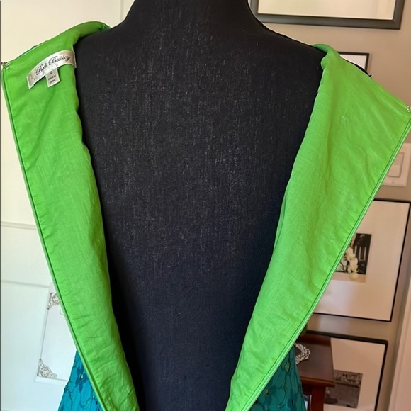 Vibrant Blue and Green Halter Midi Dress for Cocktail Events - Picture 5 of 16